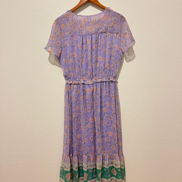 LC Lauren Conrad Flutter Floral Lined Midi Dress size Small Romantic Datenight - Picture 2 of 5